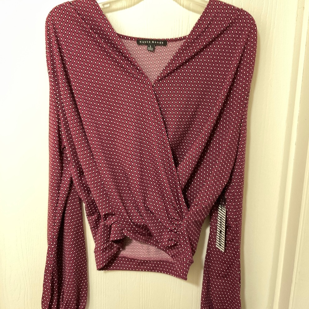 Red Blouse, long sleeves, casual